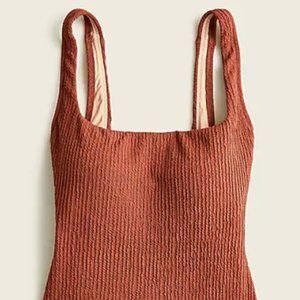 J. Crew long torso textured squareneck one-piece bathing suit